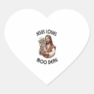 Jesus Loves Moo Deng T-Shirt_3 Heart Sticker