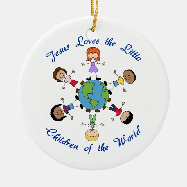 Jesus Loves the Children Ceramic Ornament (Front)