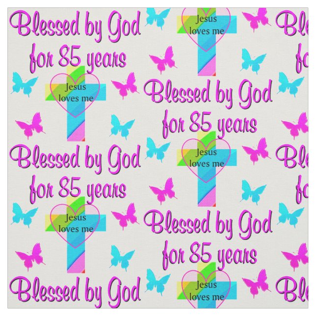 JESUS LOVES THIS 85 YEAR OLD CROSS DESIGN FABRIC (Swatch)