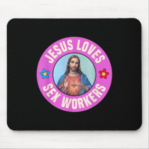 Jesus Loves Workers Christian Faith Flowers Mouse Pad