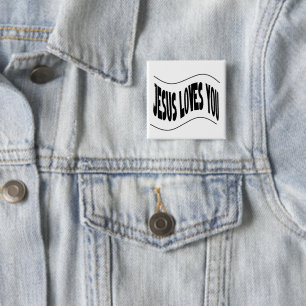 Jesus Loves You 15 Cm Square Badge