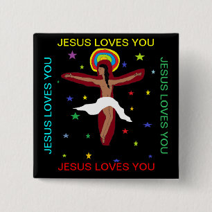 Jesus Loves You 15 Cm Square Badge
