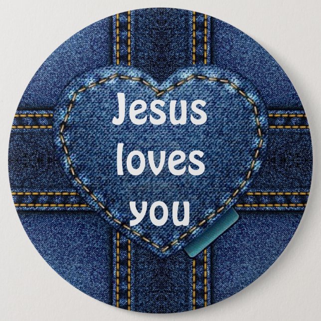 Jesus loves you 6 cm round badge (Front)