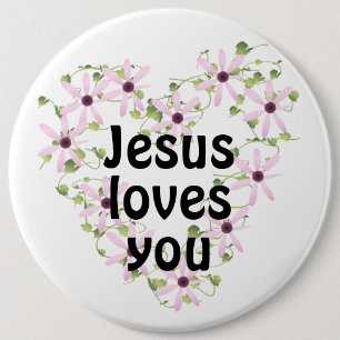 Jesus loves you 6 cm round badge