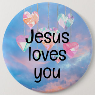 Jesus loves you 6 cm round badge