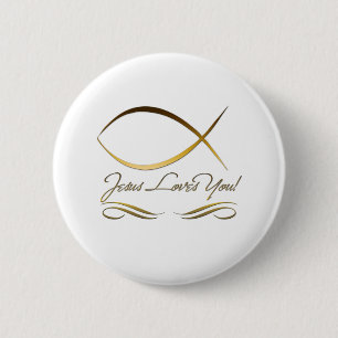Jesus Loves You 6 Cm Round Badge