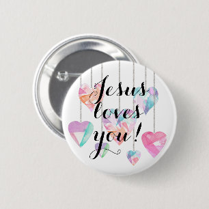 Jesus loves you!  6 cm round badge