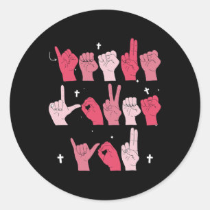 Jesus Loves You Asl Sign Language Christian Valent Classic Round Sticker