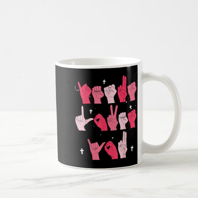 Jesus Loves You Asl Sign Language Christian Valent Coffee Mug (Right)