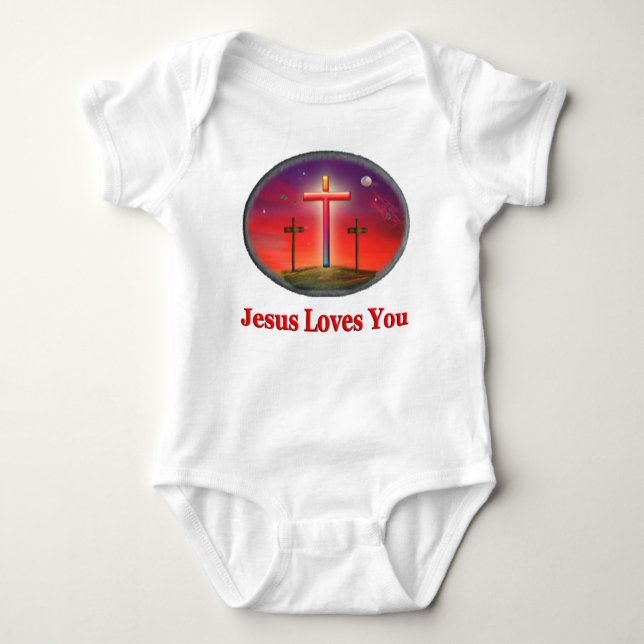 jesus loves you baby bodysuit (Front)