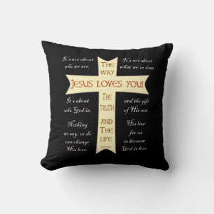 Jesus Loves You - Black and Purple - throw Pillow