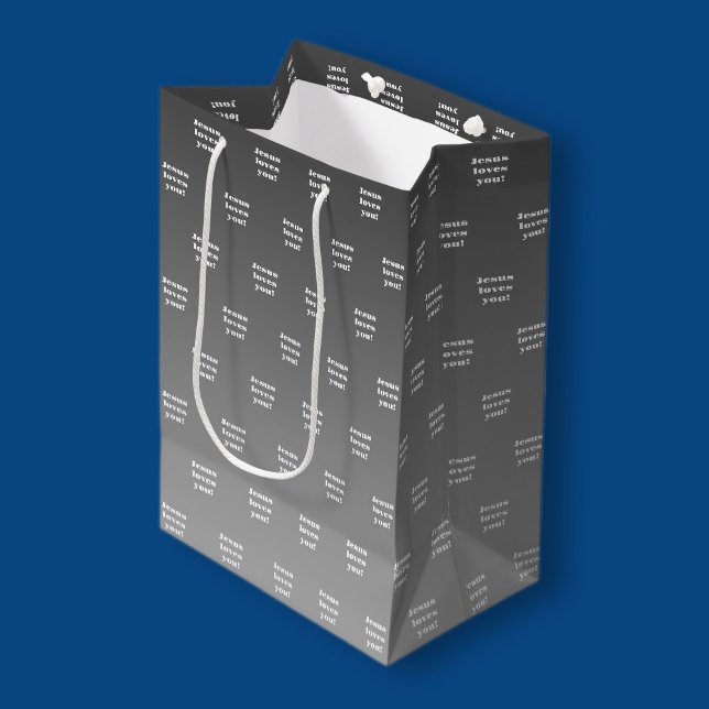 Jesus loves you! | Black and white ombre Medium Gift Bag (Creator Uploaded)