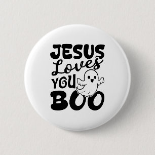 Jesus Loves You Boo Christian Halloween Ghost Funn 6 Cm Round Badge