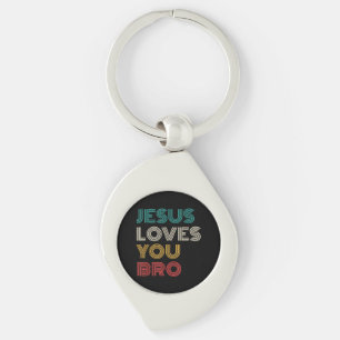 Jesus Loves You Bro, Funny Christian Faith Retro Key Ring