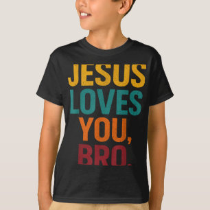 Jesus Loves You Bro Funny Christian Youth Boy Kids T-Shirt