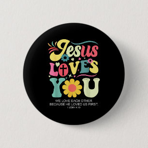 Jesus Loves You Christian Cross God Faith Bible Re 6 Cm Round Badge