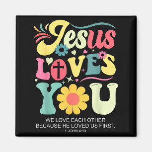 Jesus Loves You Christian Cross God Faith Bible Re Magnet