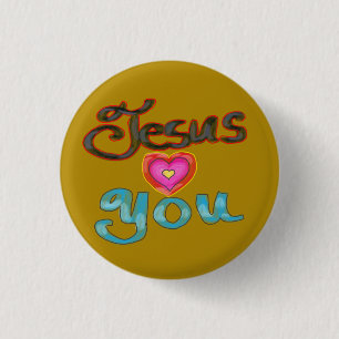 ‘Jesus Loves You’ Christian Quote 3 Cm Round Badge