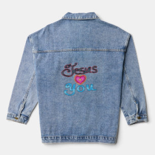Jesus Loves You Christian Quote Denim Jacket