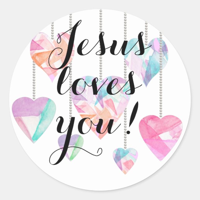 Jesus loves you!   classic round sticker (Front)
