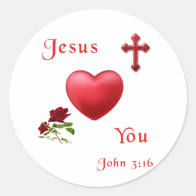 jesus loves you classic round sticker (Front)