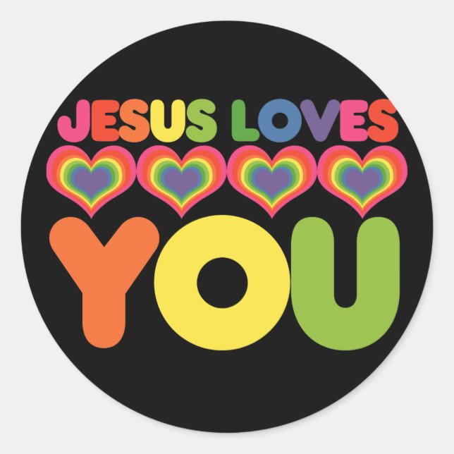 Jesus Loves you Classic Round Sticker (Front)
