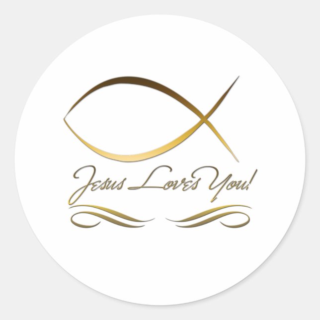 Jesus Loves You Classic Round Sticker (Front)