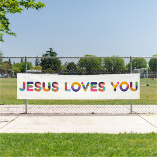Jesus Loves You Colourful Decorative Text Art Banner