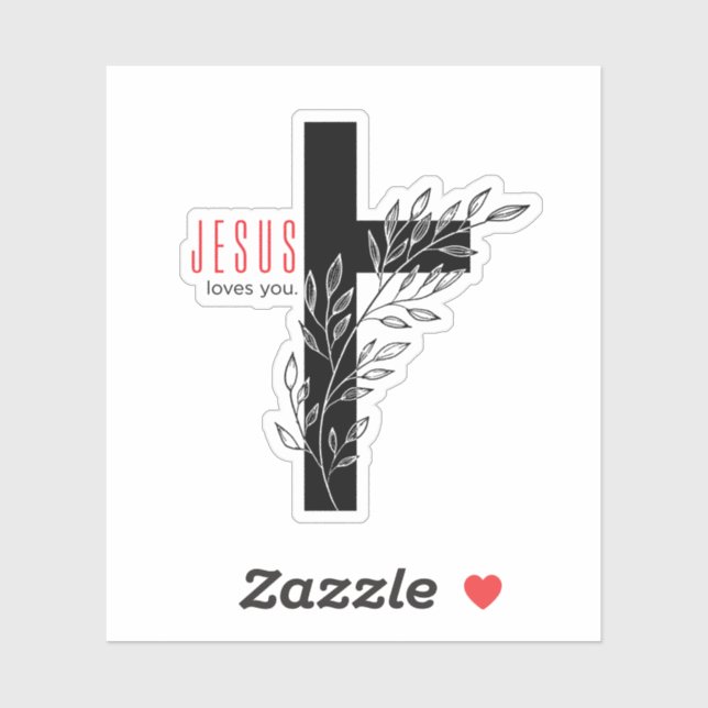 Jesus Loves You Cross Custom-Cut Vinyl Sticker (Sheet)