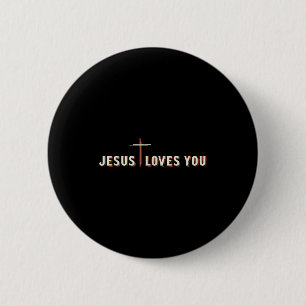 Jesus Loves You Cross God Christian Graphic 6 Cm Round Badge