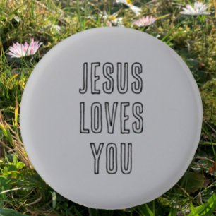 Jesus Loves You Custom Grey & Black Christian 3 Cm Round Badge