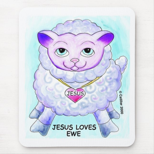 Jesus Loves You custom name Mouse Pad  (Front)