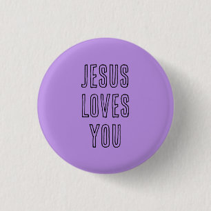 Jesus Loves You Customise Purple & Black Christian 3 Cm Round Badge