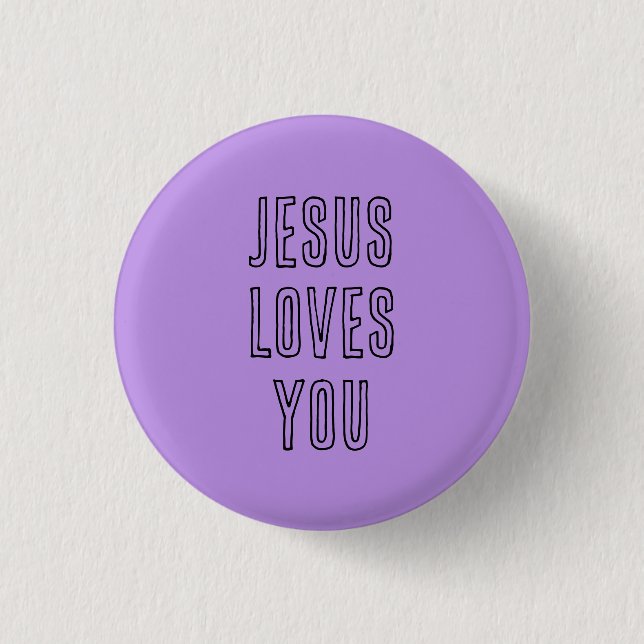 Jesus Loves You Customise Purple & Black Christian 3 Cm Round Badge (Front)