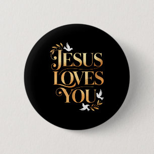 Jesus Loves You Dove And Olive Branch Elegant Chri 6 Cm Round Badge