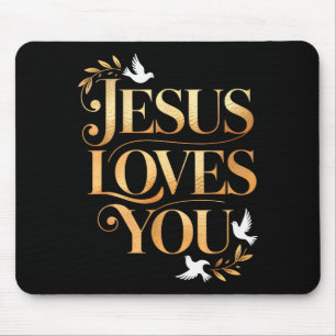 Jesus Loves You Dove And Olive Branch Elegant Chri Mouse Pad