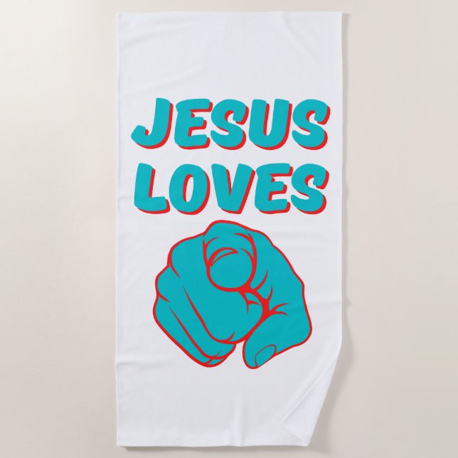 Jesus Loves You Faith Based Quote Beach Towel (Front)