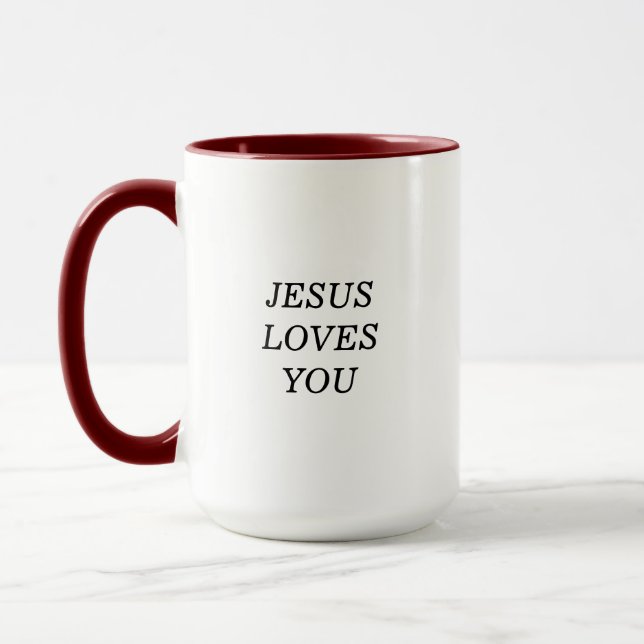 Jesus Loves You Faith Quote Two-Tone Coffee Mug (Left)
