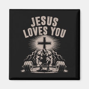 Jesus Loves You Funny Christian Workout Gym Barbel Magnet