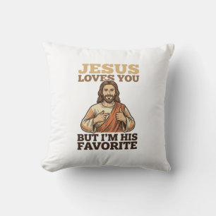 Jesus Loves You Funny Vintage Faith Shirt Design_1 Cushion