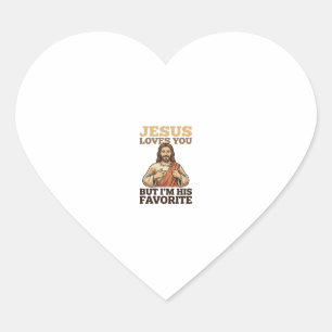 Jesus Loves You Funny Vintage Faith Shirt Design_1 Heart Sticker