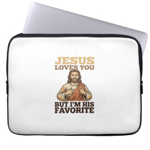 Jesus Loves You Funny Vintage Faith Shirt Design_1 Laptop Sleeve