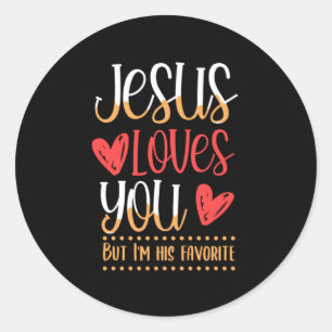 Jesus Loves You God Religion Church Catholic Gift Classic Round Sticker