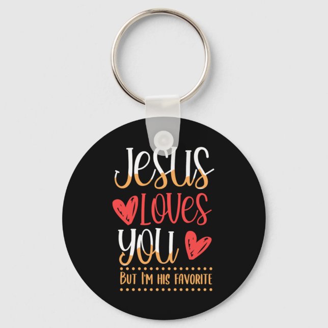 Jesus Loves You God Religion Church Catholic Gift Key Ring (Front)