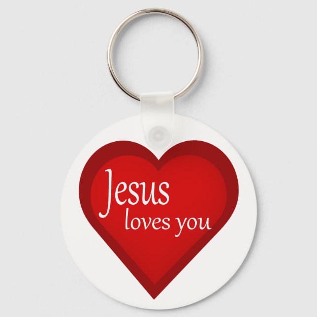 Jesus Loves You Heart Affirmative Keychain (Front)
