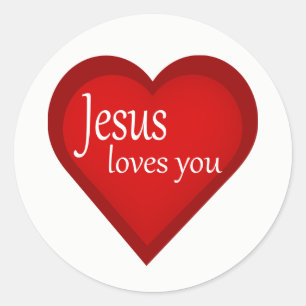 Jesus Loves You Heart Affirmative Sticker