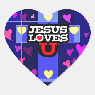 JESUS LOVES YOU HEART STICKER