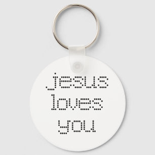 Jesus Loves You in Black Polkadots Key Ring