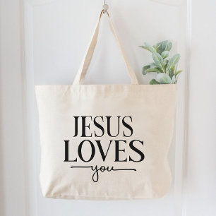 Jesus Loves You Inspirational Christian Women Large Tote Bag