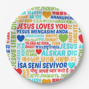Jesus Loves You Languages Paper Plate